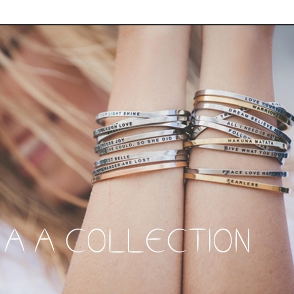 Bracelet bangle thin dainty Inspirational- Silver - Picture 2 of 8